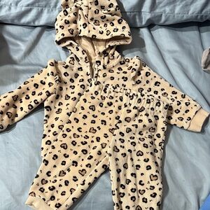 Little Me Tan Leopard Print Footie Set